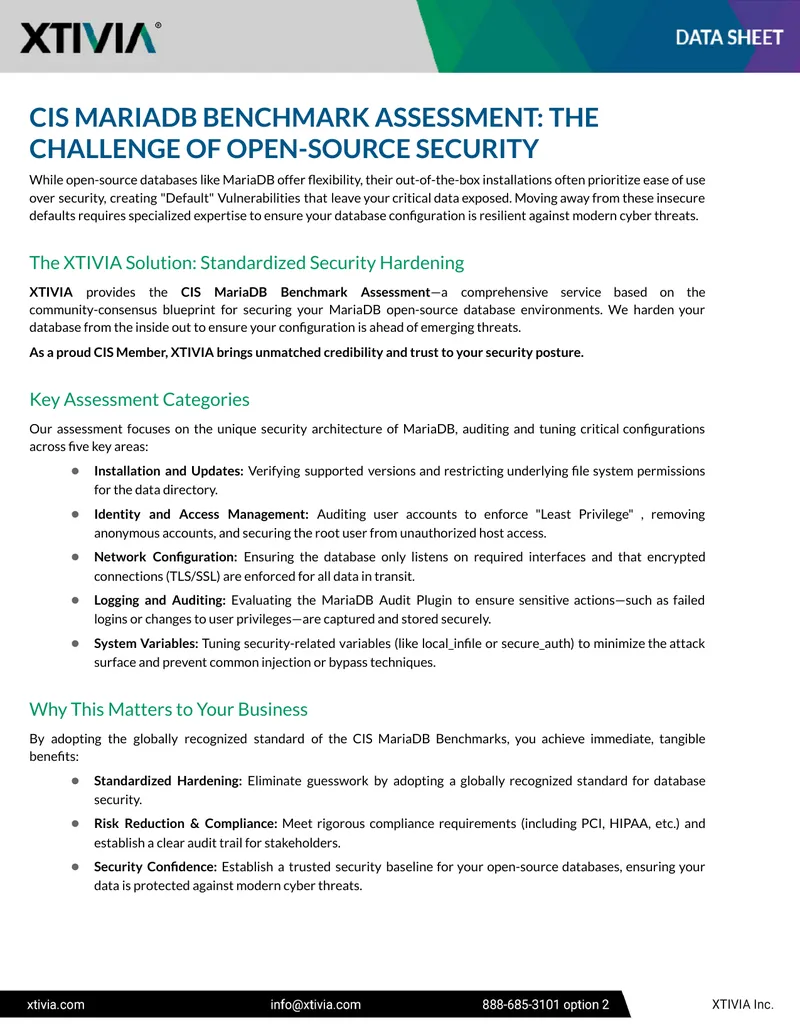 CIS MariaDB Benchmark Assessment Overview