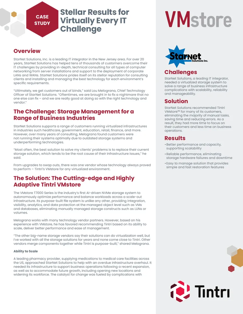 StarNet Solutions Case Study on Tintri VMstore