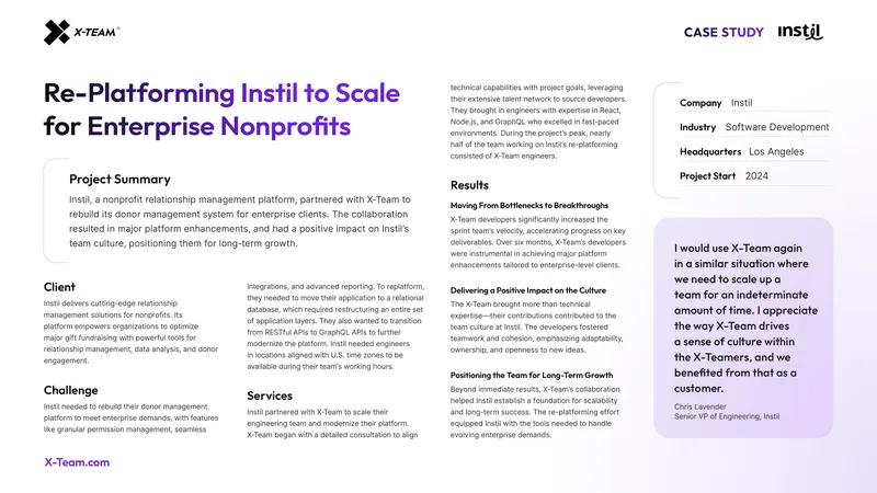 Re-Platforming Instil to Scale for Enterprise Nonprofits