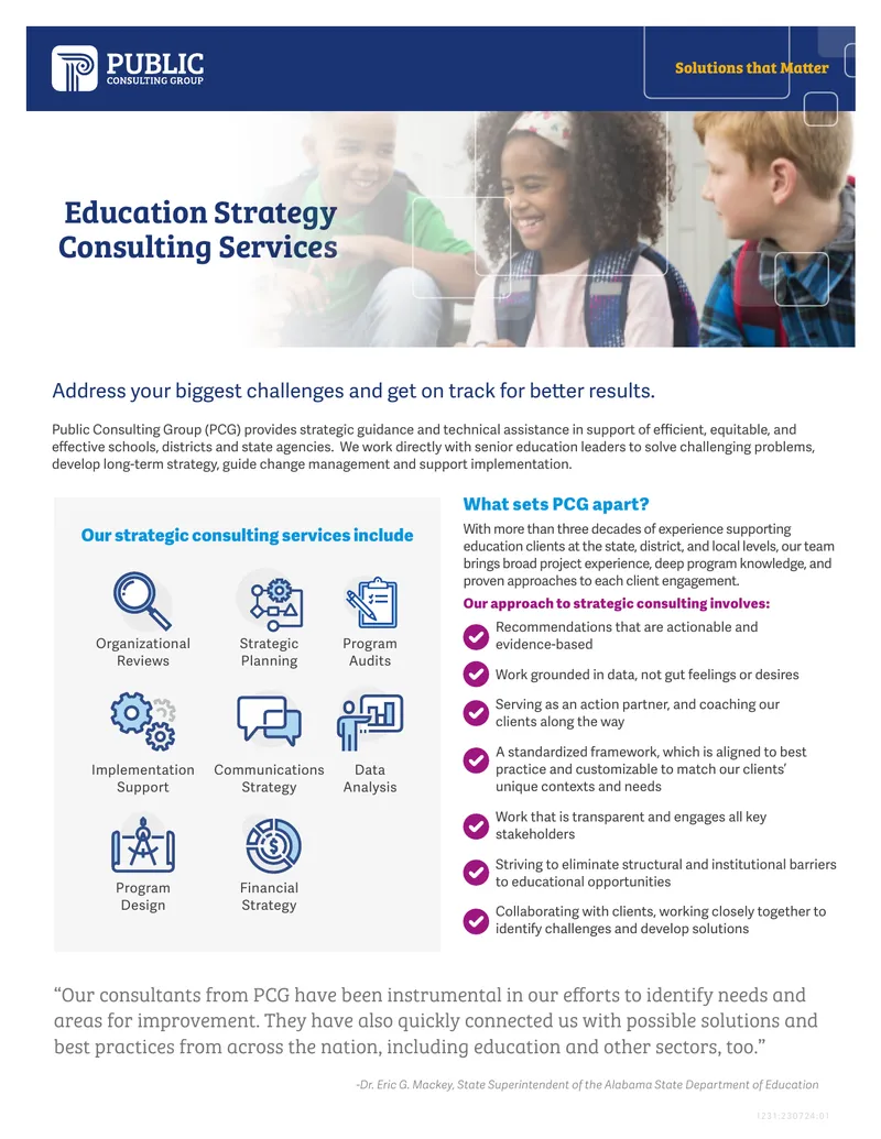 Education Strategy Consulting Services Overview