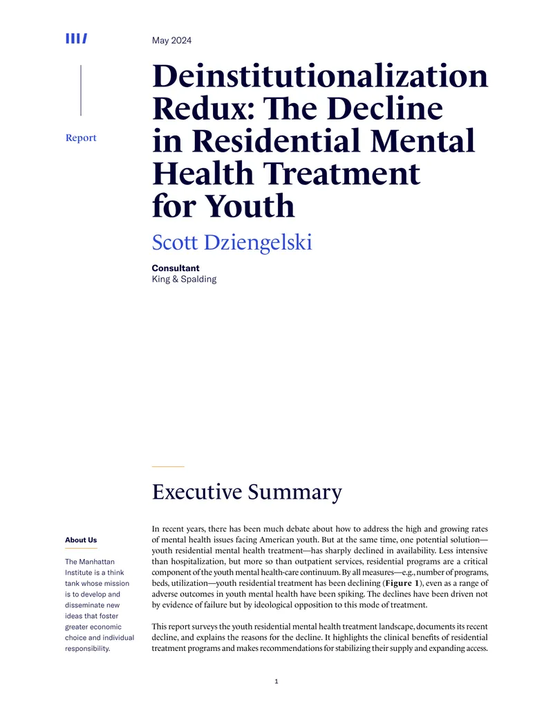 Decline in Residential Mental Health Treatment for Youth