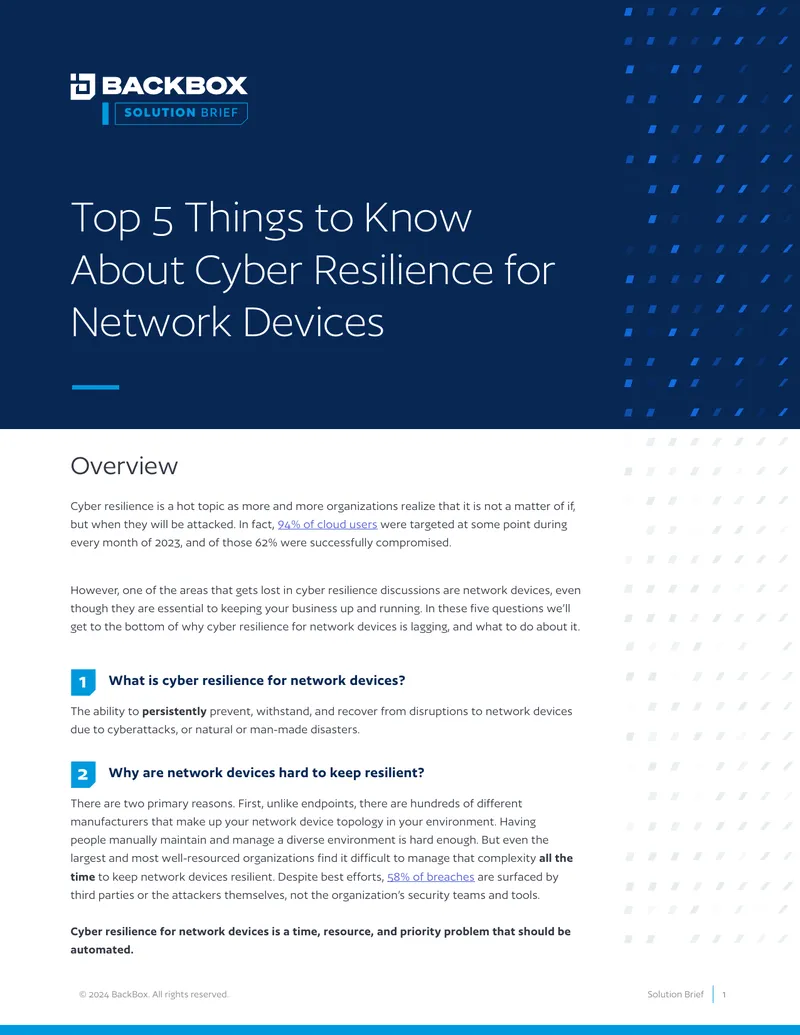 Top 5 Considerations for Cyber Resilience in Network Devices