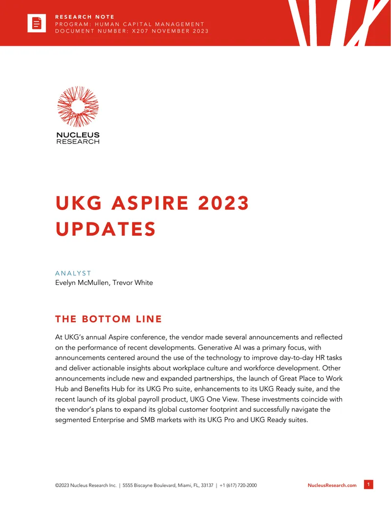 UKG Aspire 2023 Conference Updates