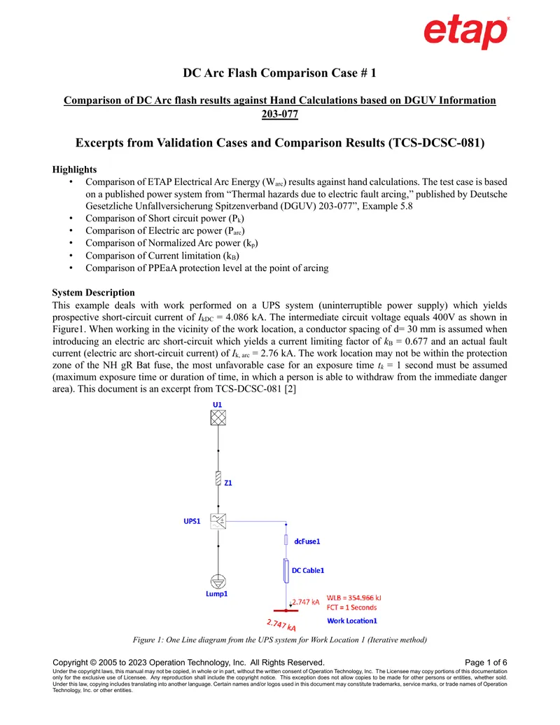 DC Arc Flash Comparison Case Study