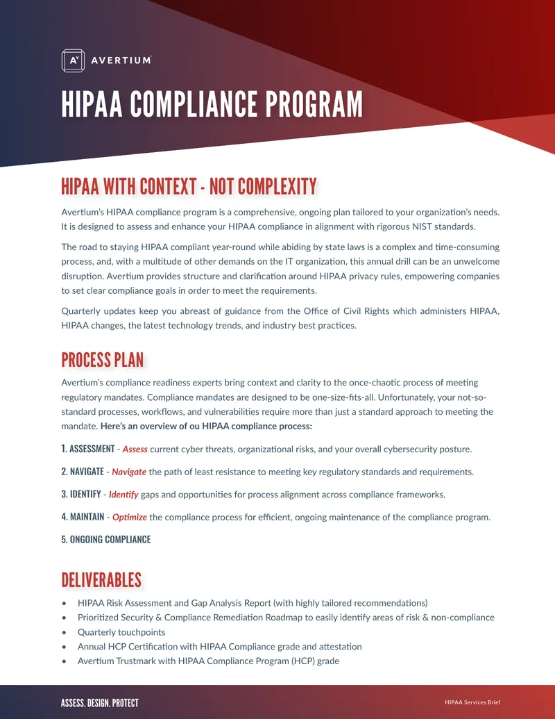 Avertium HIPAA Compliance Program Overview
