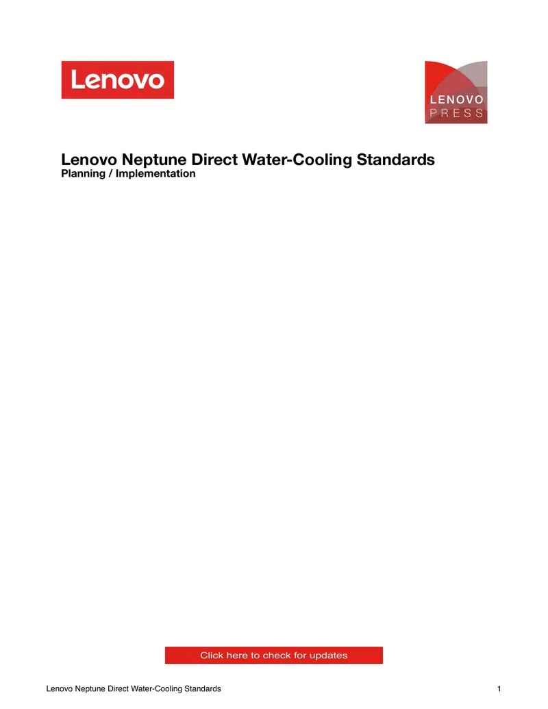 Lenovo Neptune Direct Water-Cooling Standards