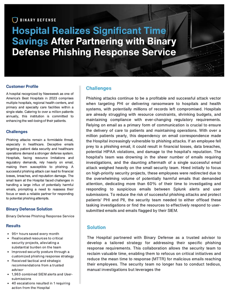 Hospital Enhances Phishing Response with Binary Defense