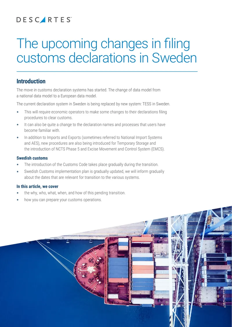 Changes in Customs Declarations Filing in Sweden