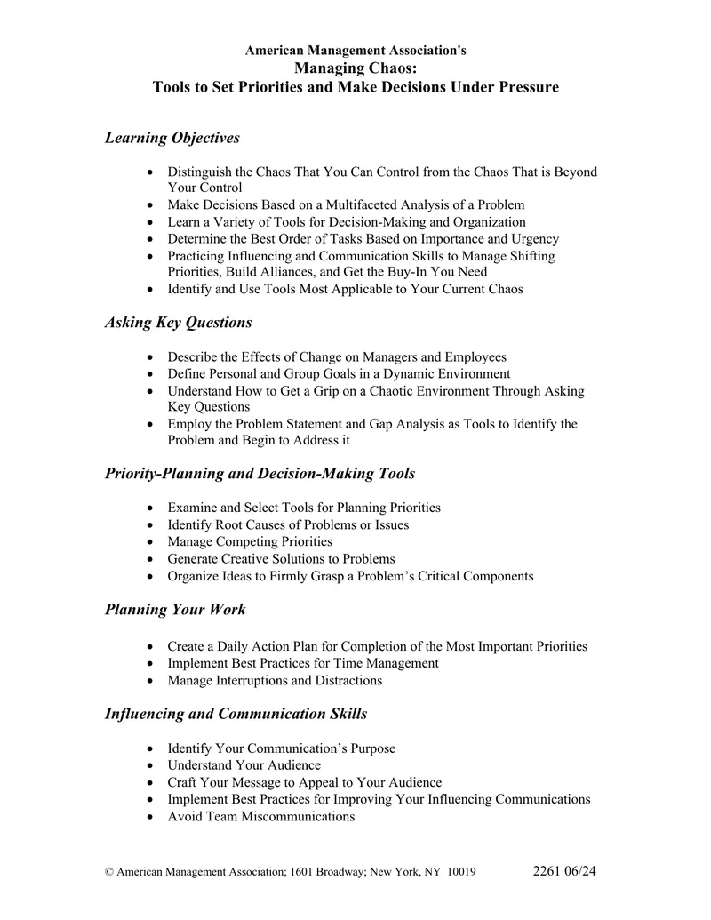 Managing Chaos Tools for Decision-Making and Prioritization