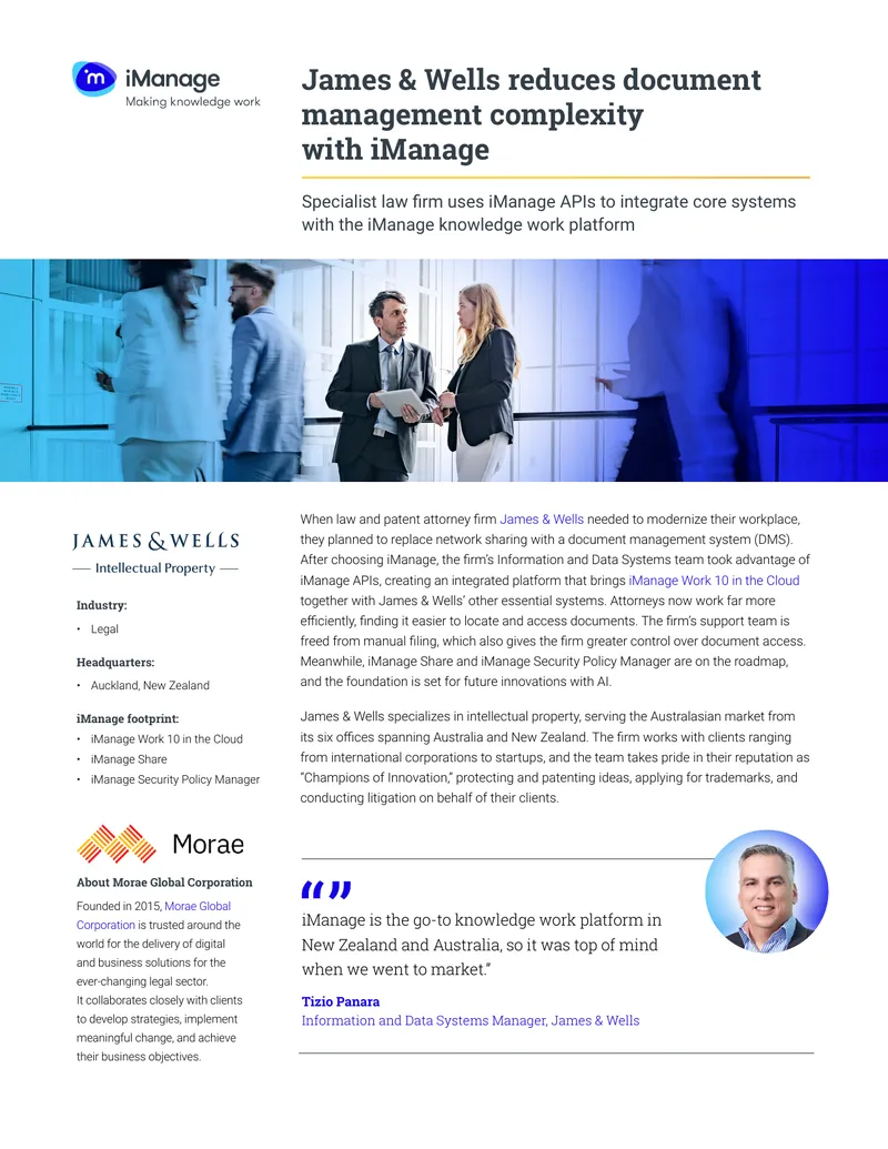 Document Management System Integration at James & Wells