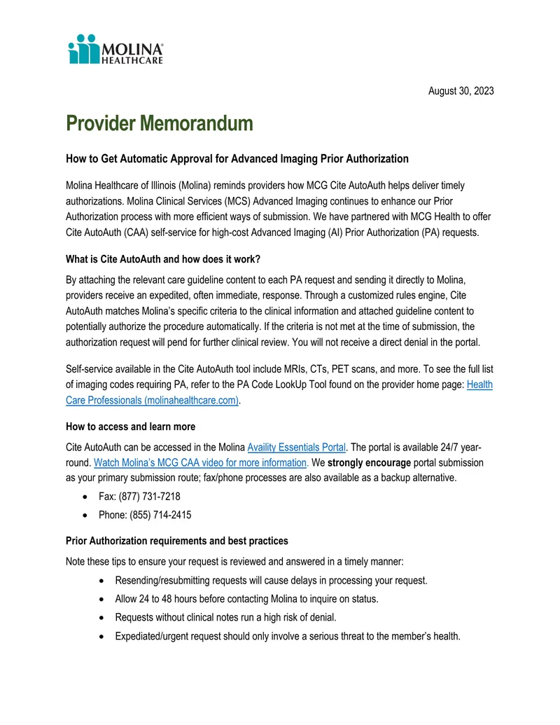 Automatic Approval Process for Advanced Imaging Prior Authorization