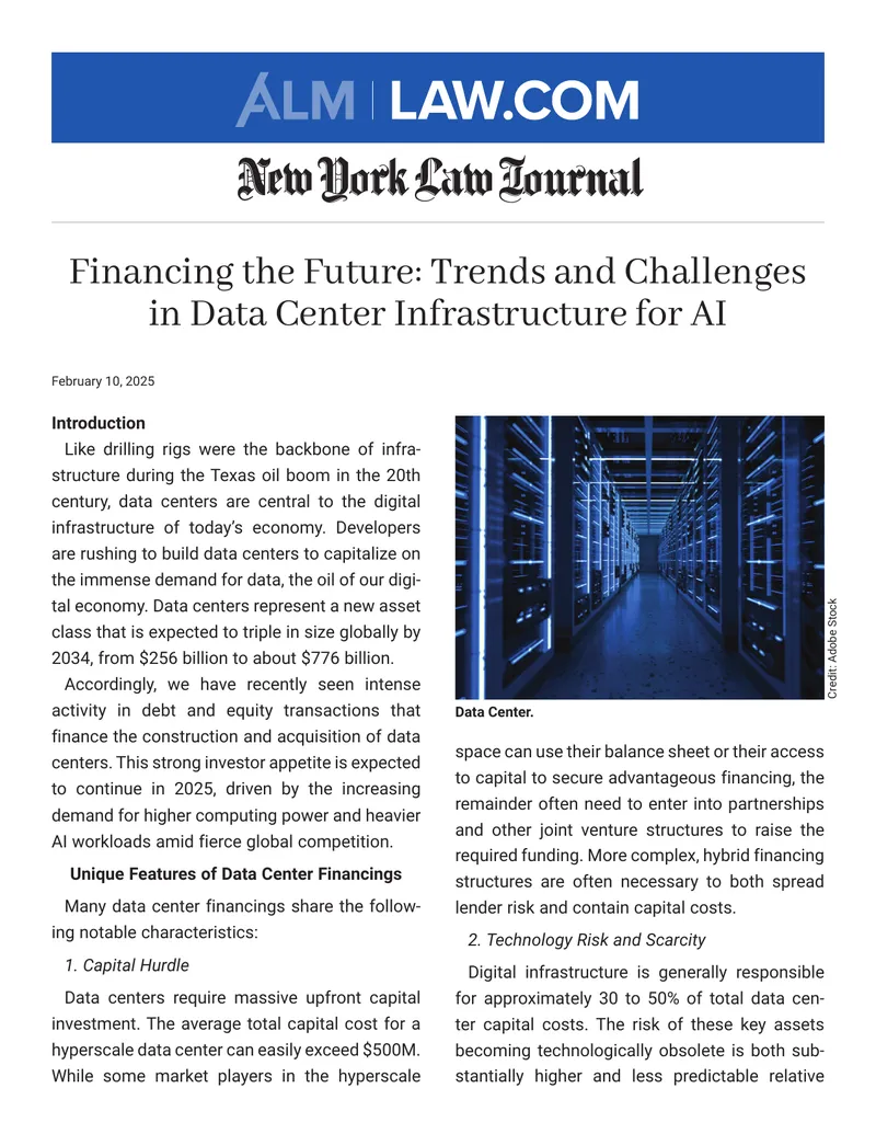 Financing Trends and Challenges in Data Center Infrastructure