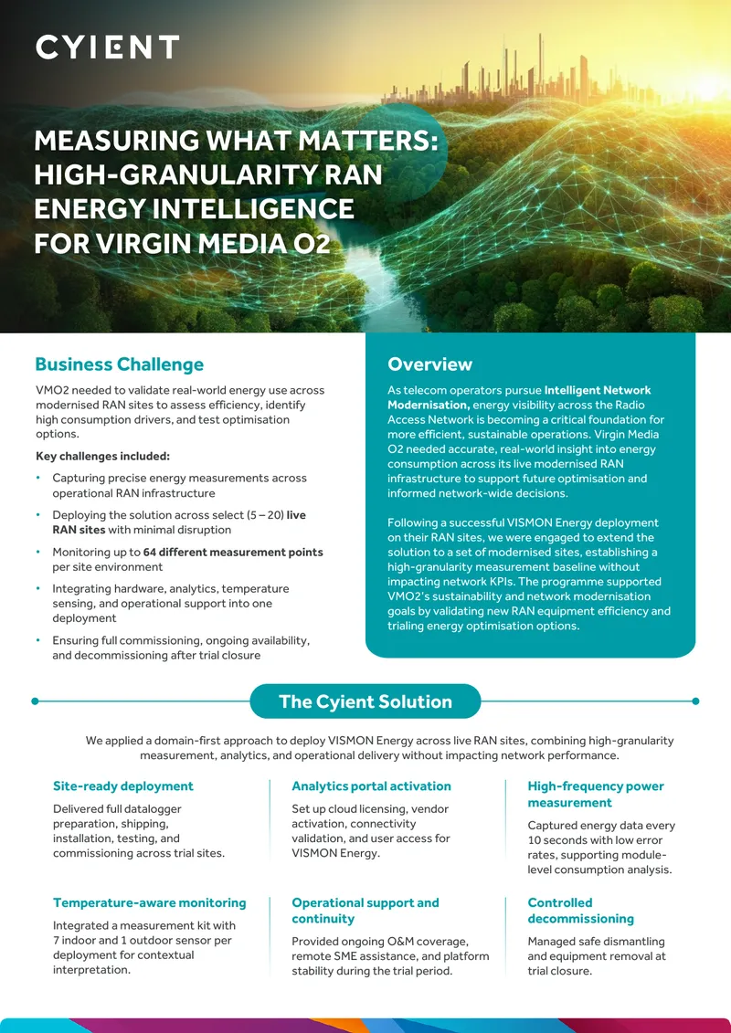 High-Granularity RAN Energy Intelligence for Virgin Media O2