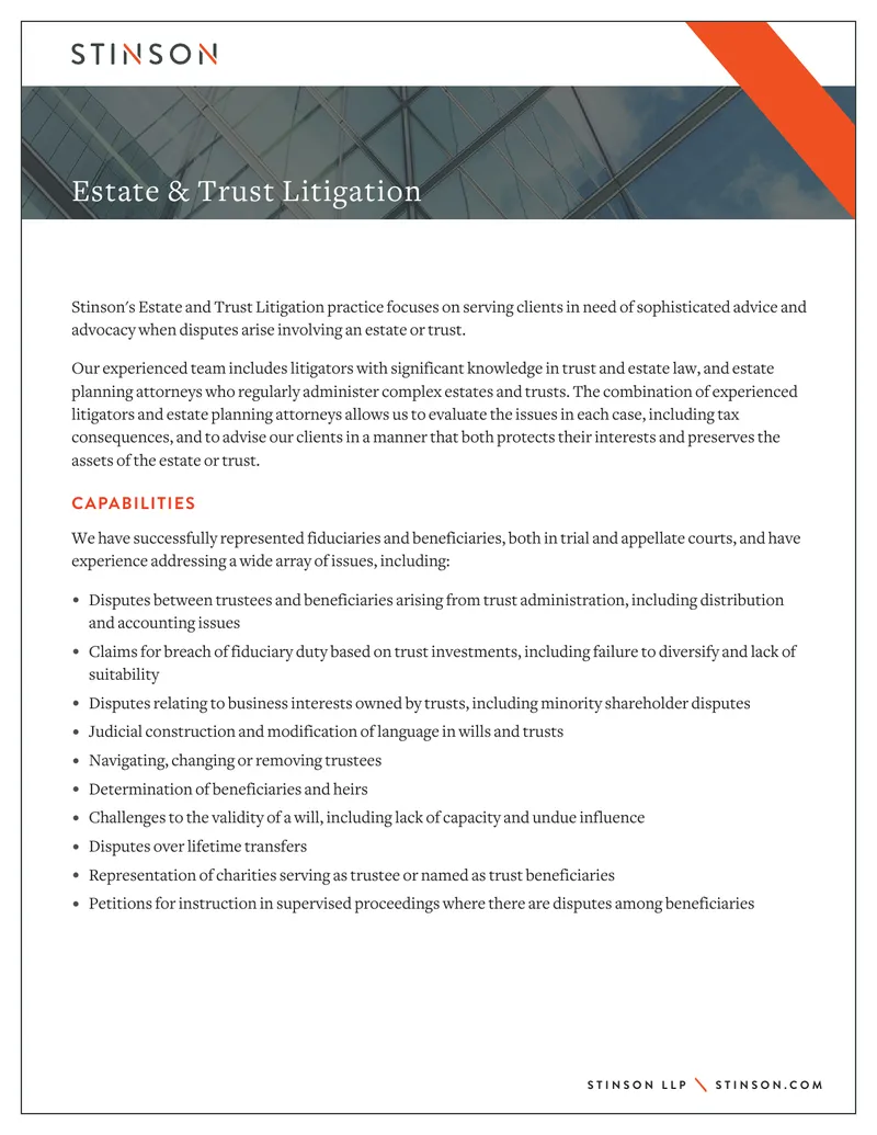 Estate and Trust Litigation Practice Overview