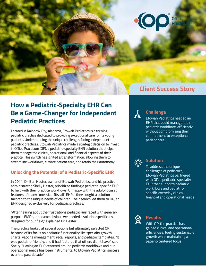 Pediatric Practice Transformation with Office Practicum EHR