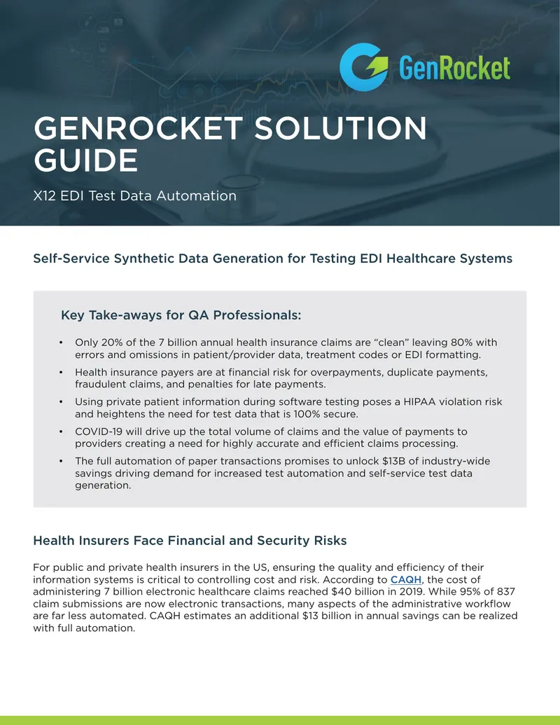 Self-Service Synthetic Data Generation for EDI Healthcare Testing
