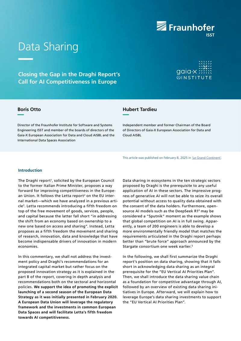 Data Sharing and AI Competitiveness in Europe