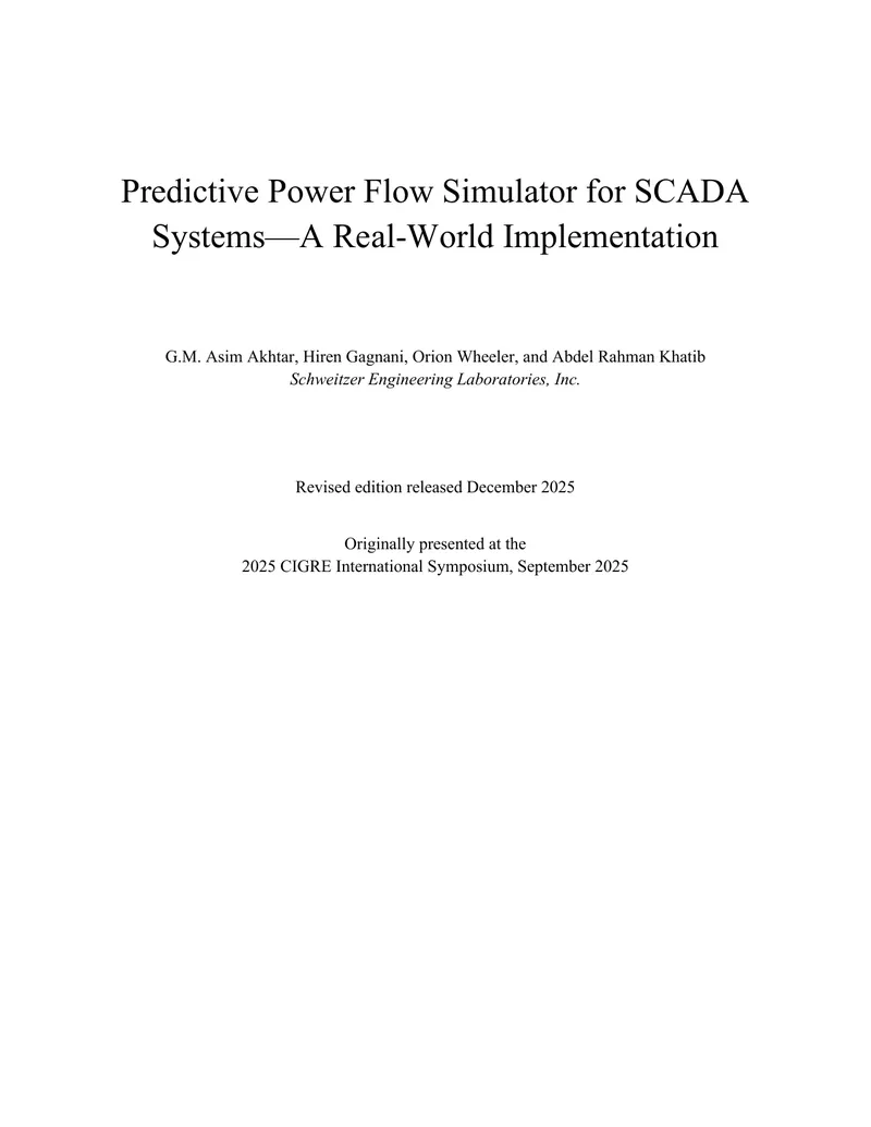 Predictive Power Flow Simulator for SCADA Systems