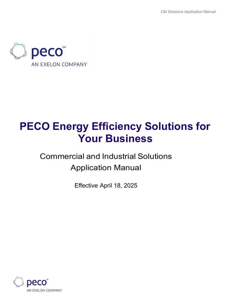 PECO Energy Efficiency Solutions Application Manual