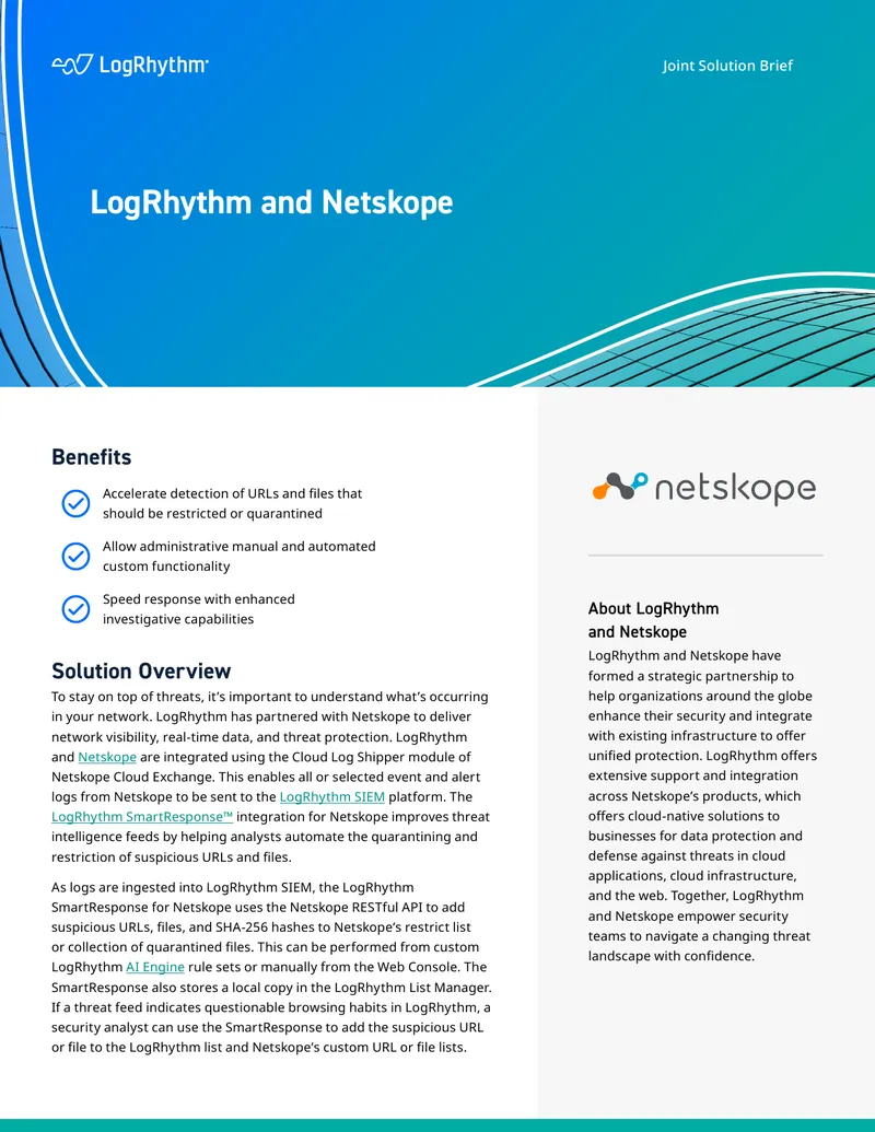LogRhythm and Netskope Integration Overview