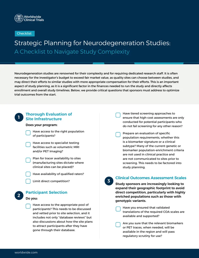 Strategic Planning Checklist for Neurodegeneration Studies