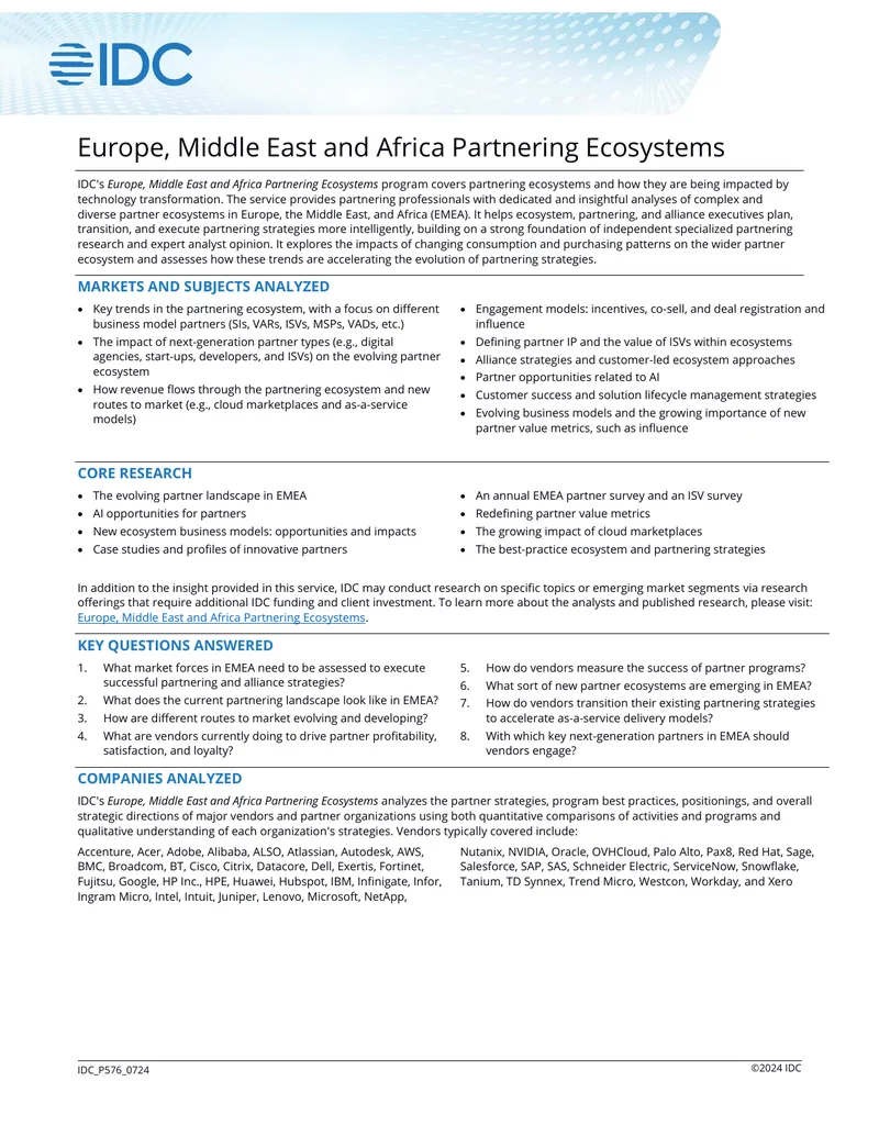 Europe, Middle East and Africa Partnering Ecosystems Analysis