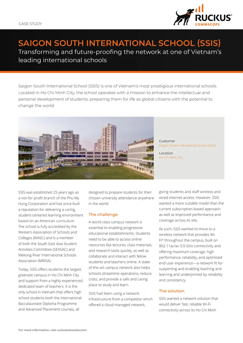 Network Infrastructure Transformation at Saigon South International School