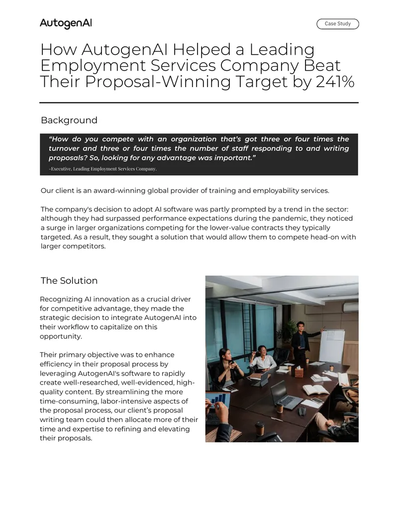 AutogenAI Integration in Employment Services Proposal Process
