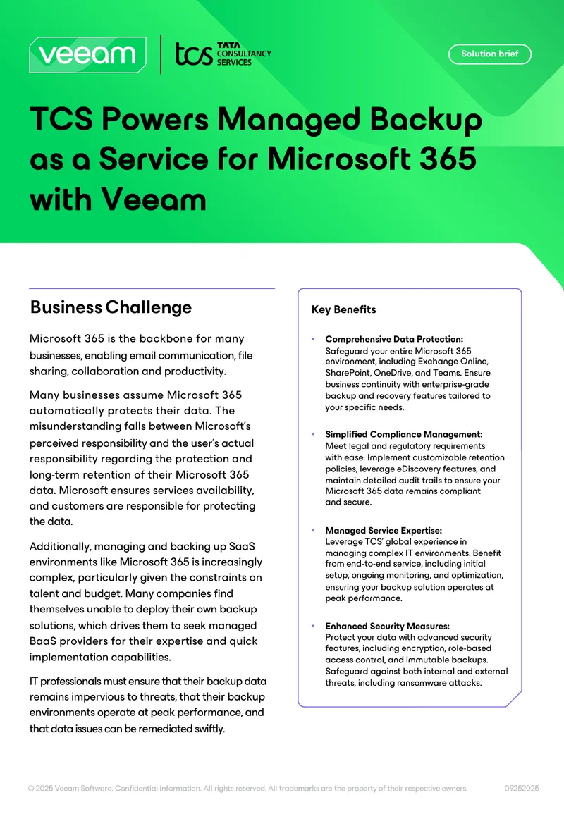 TCS Managed Backup as a Service for Microsoft 365