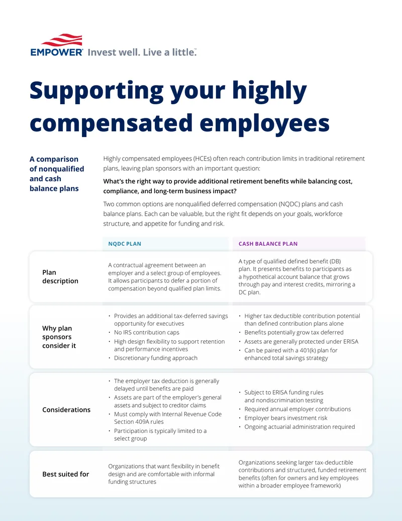 Options for Supporting Highly Compensated Employees