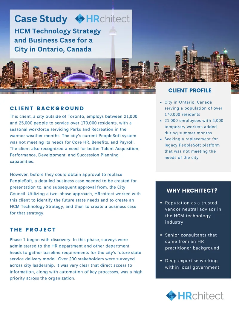 HCM Technology Strategy and Business Case for a City in Ontario