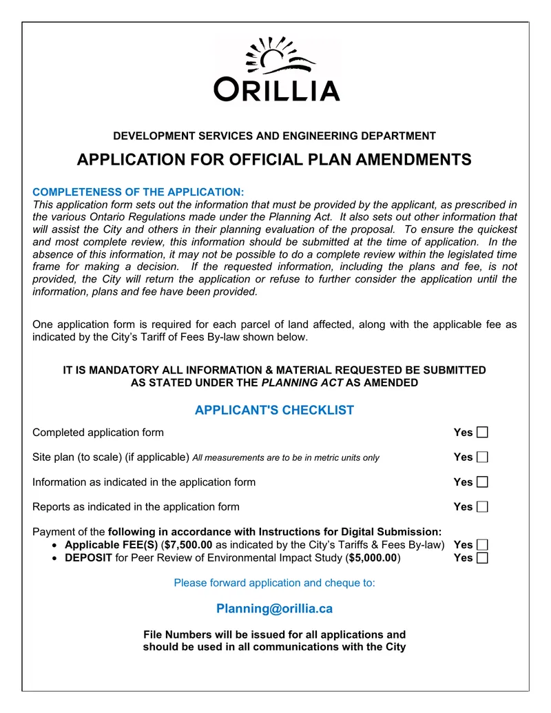Application for Official Plan Amendments