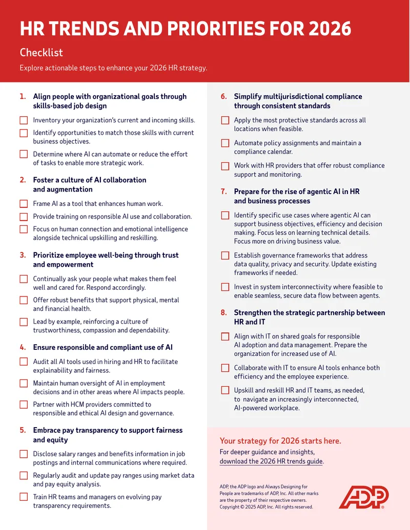 HR Trends and Priorities for 2026 Checklist