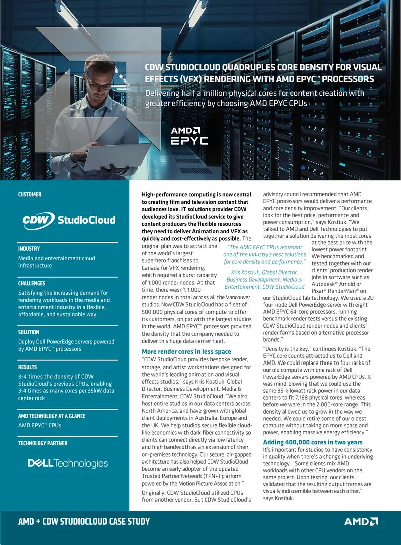 CDW StudioCloud Case Study on AMD EPYC Processors