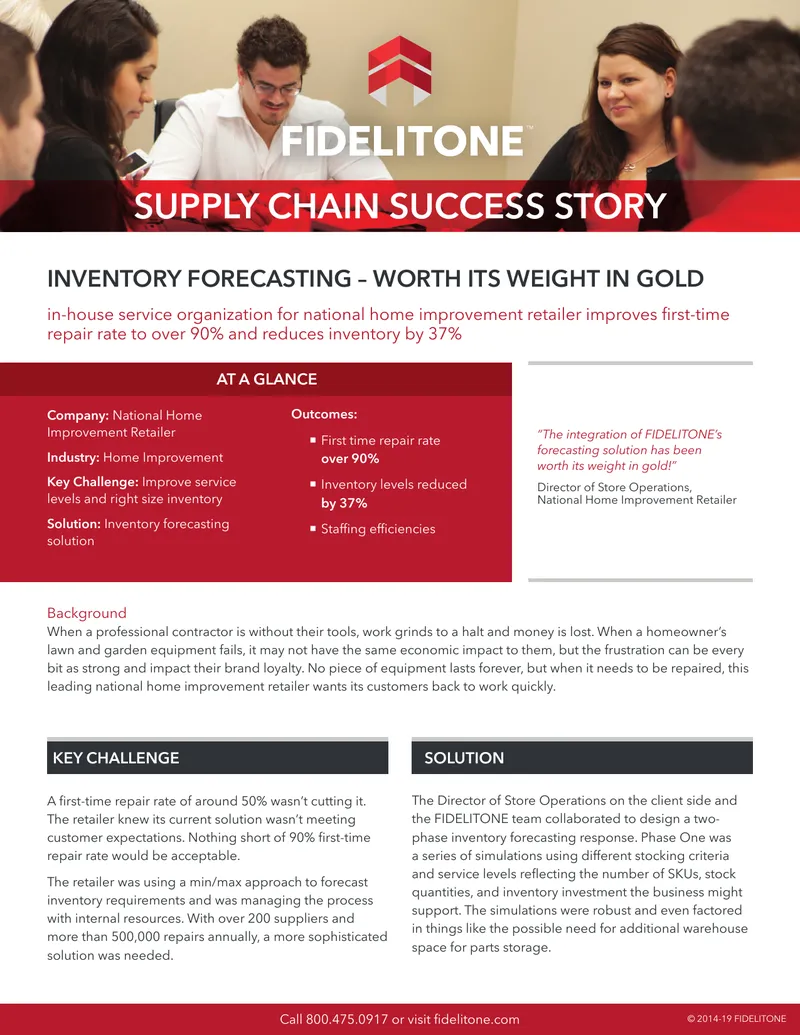 Inventory Forecasting Solution for Home Improvement Retailer