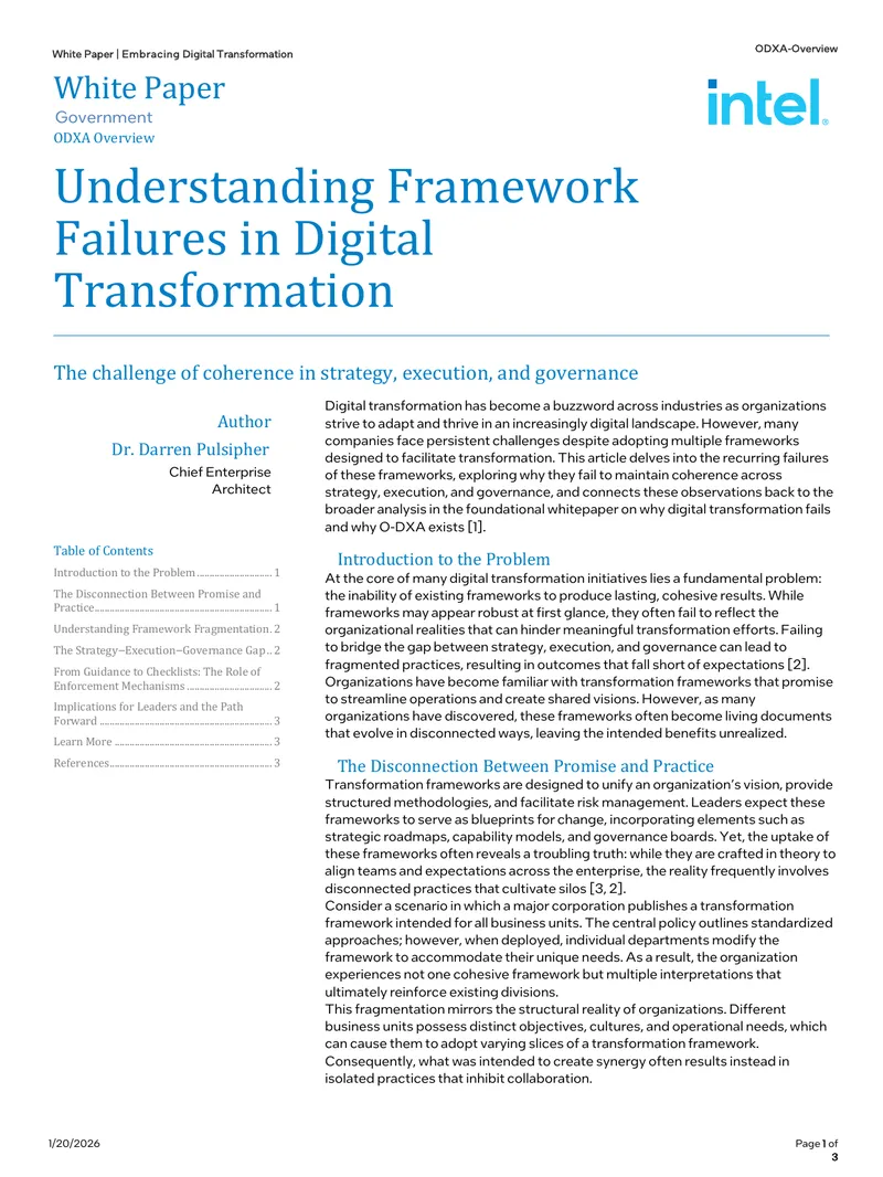 Understanding Framework Failures in Digital Transformation