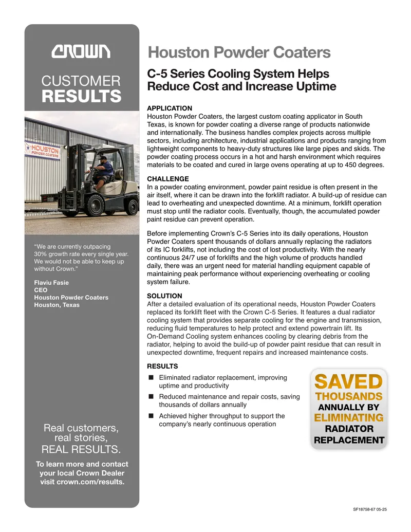 Crown C-5 Series Cooling System Implementation