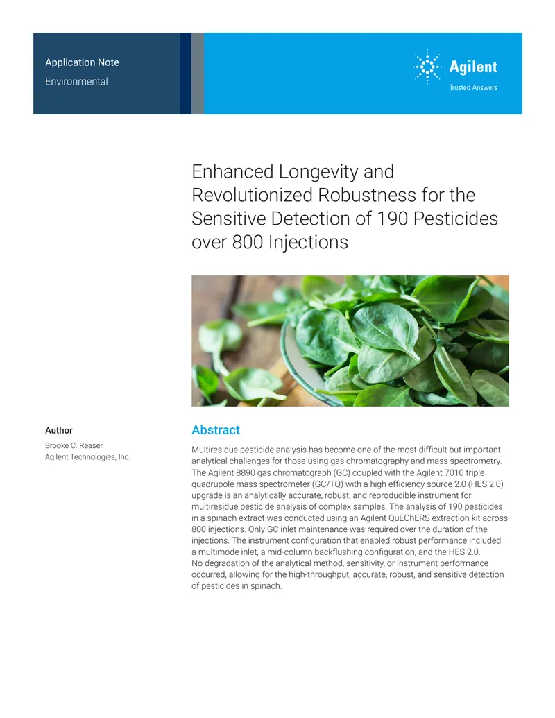 Multiresidue Pesticide Analysis Using GC/TQ