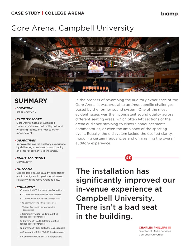 Auditory Experience Enhancement at Gore Arena