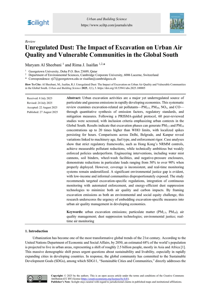 Impact of Excavation on Urban Air Quality