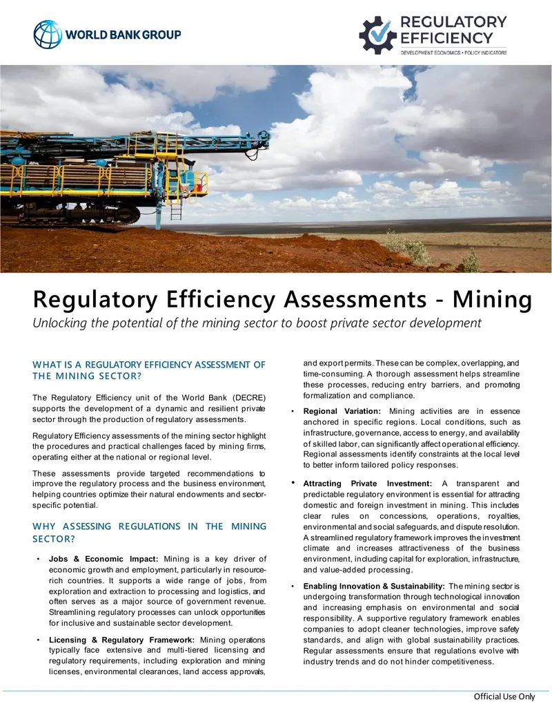 Regulatory Efficiency Assessment of the Mining Sector