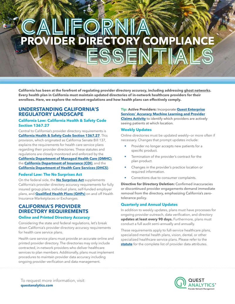 California Provider Directory Compliance Requirements