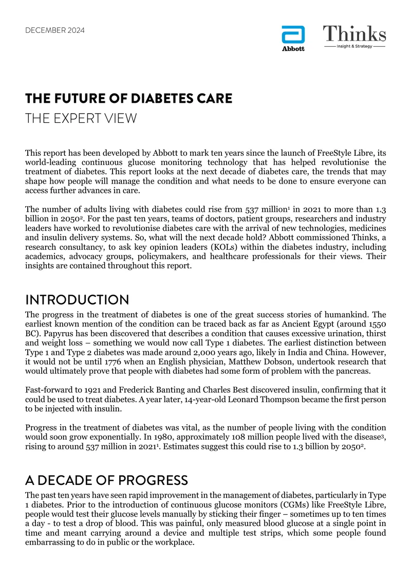Future Trends in Diabetes Care and Management