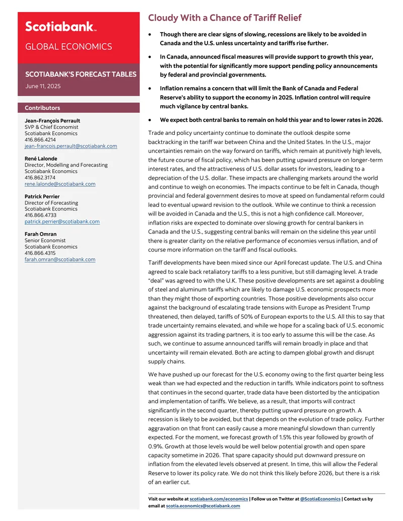 Scotiabank Economic Forecast and Analysis