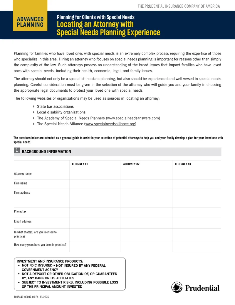 Planning for Clients with Special Needs