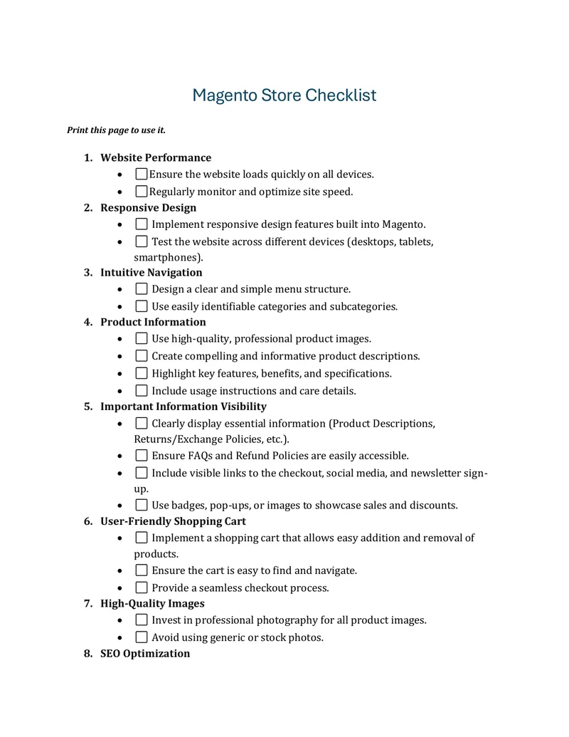 Magento Store Optimization Checklist