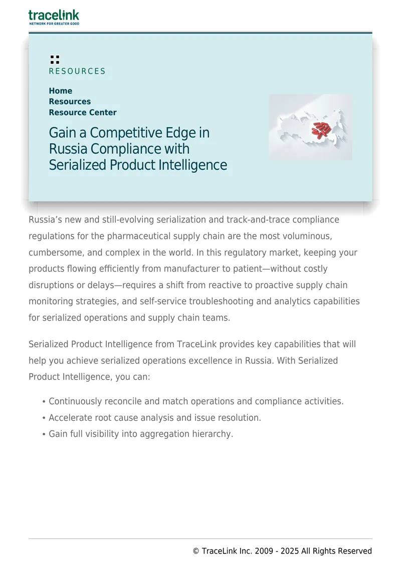 Serialized Product Intelligence for Russia Compliance