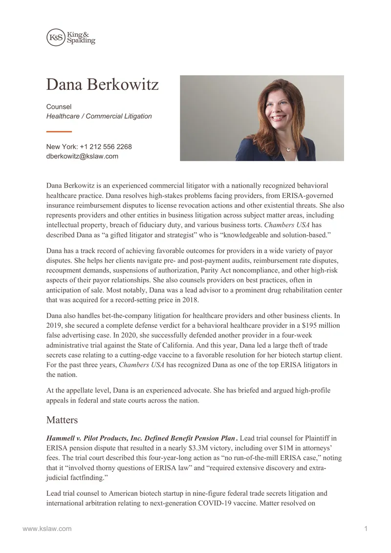Commercial Litigation and Behavioral Healthcare Practice Overview