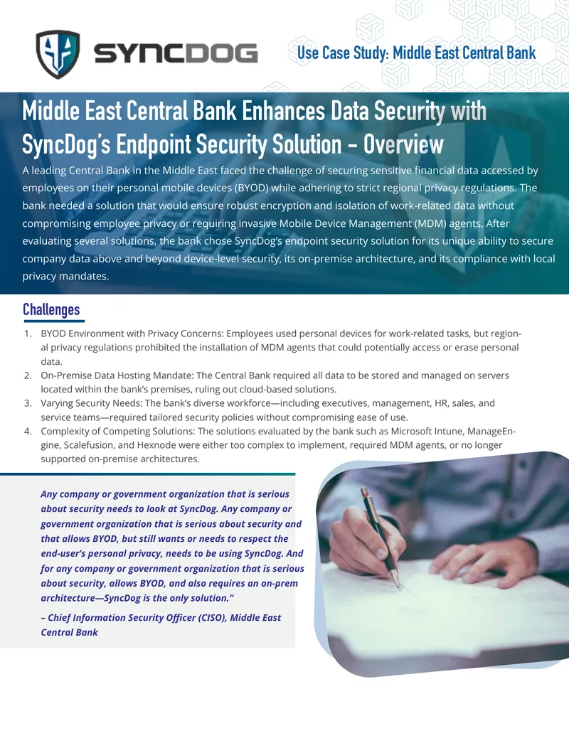 Middle East Central Bank Endpoint Security Case Study