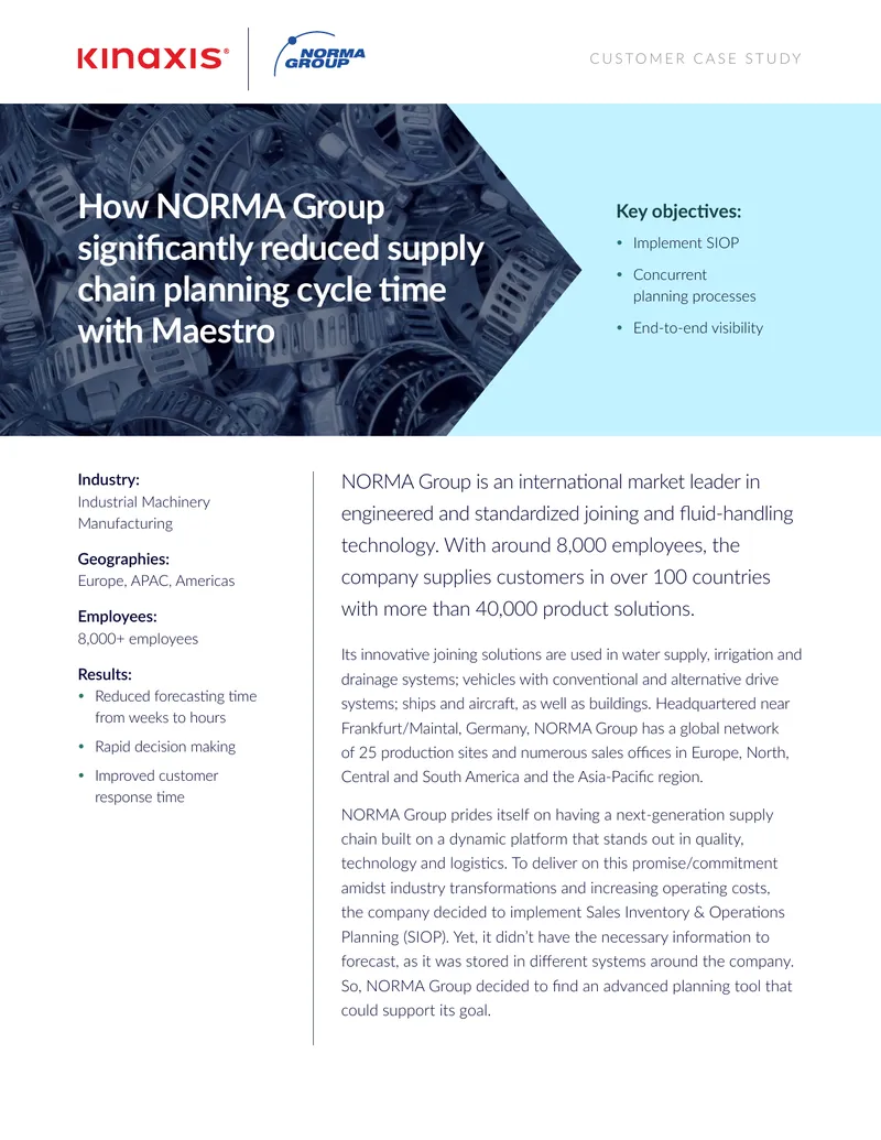 NORMA Group Supply Chain Planning Case Study